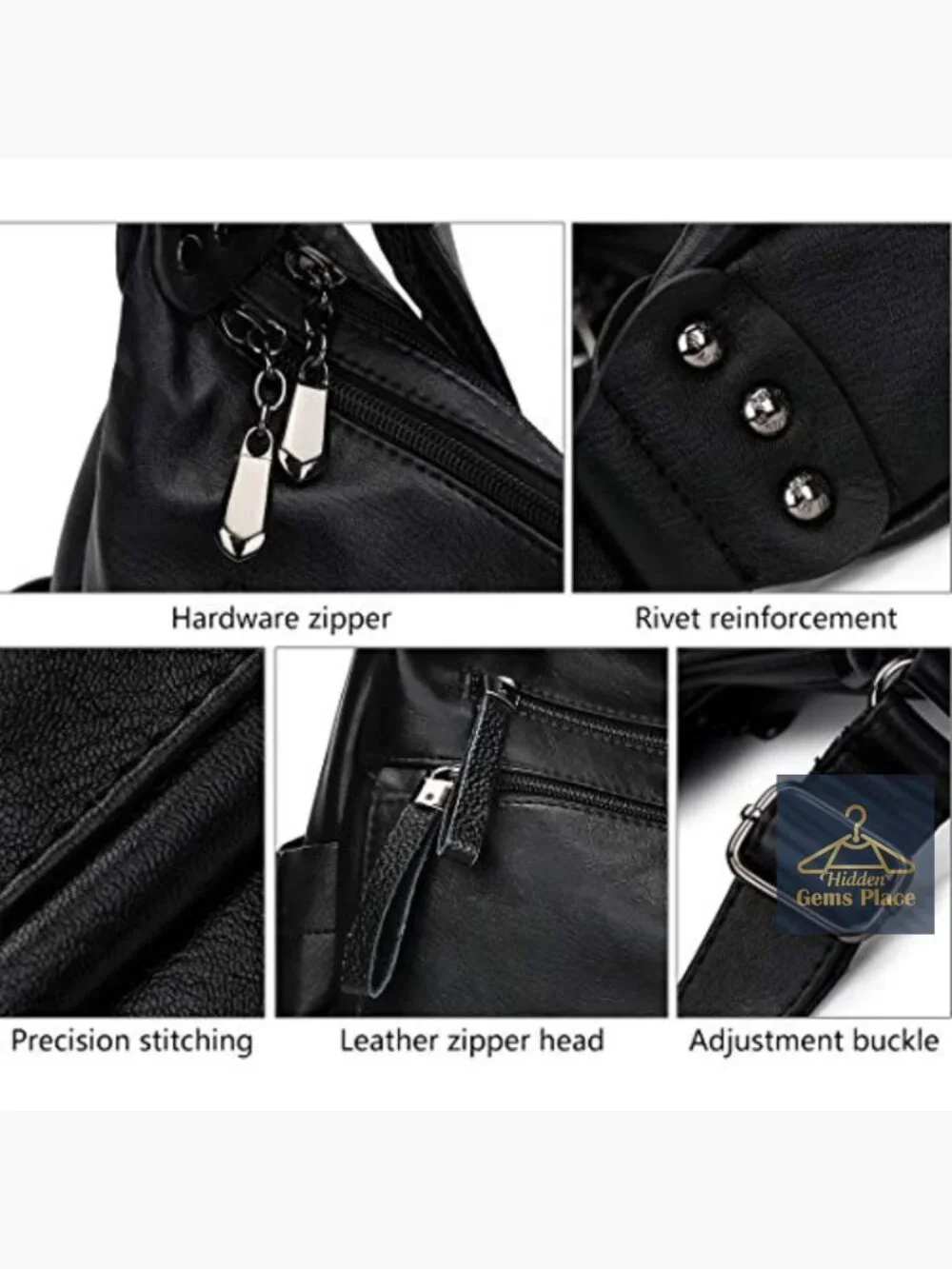 Soft PU Leather Hobo Crossbody Bag Multi-Pocket Shoulder Tote Purse
